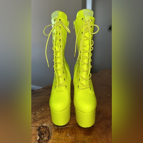 Hella heelz neon yellow pole shoes - Picture 2 of 6